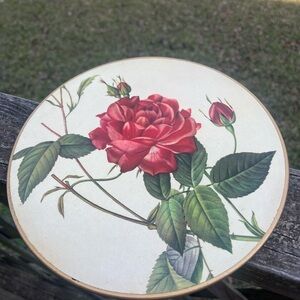 Vintage Floral Cork Trivets, 2 Lady Clare Rose, 1 Pimpernel Forget Me Not